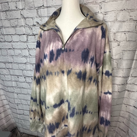 Sew in Love half zip pullover sweatshirt. Size 2X, Lavender & olive - Picture 3 of 9